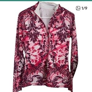 Athleta Jacket Women's Pink 1/4 Zip Jacquard Active Mock Neck  Sz M